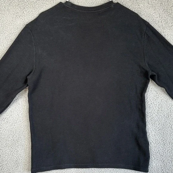 Lacoste Sweatshirt Sleepwear Men Large Black Crew Neck Thermal Waffle Knit Logo